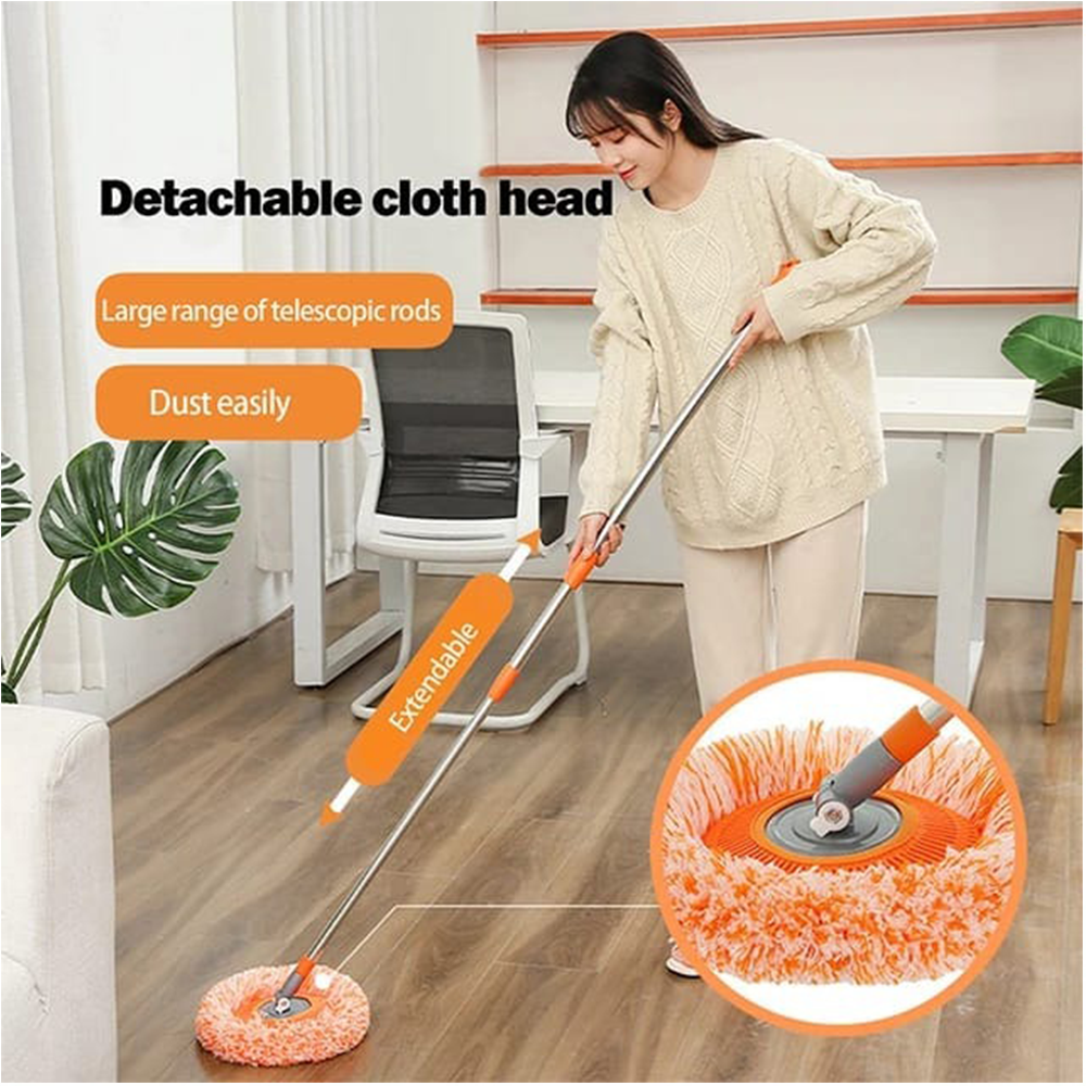 🧹 360° Rotating Microfiber Mop Round Shape | Extendable Adjustable Stick | Floor Cleaning Accessory for Home