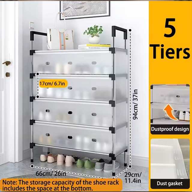 Multi Layer Dustproof Shoe Rack Organizer With Cover Foldable Plastic Shoe Storage Cabinet Durable Quality