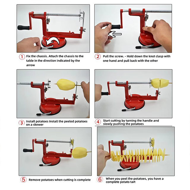 Manual Twisted Potato & Apple Spiral Slicer – Stainless Steel Vegetable Spiralizer & French Fry Cutter