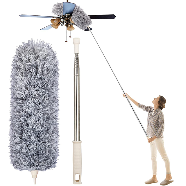 Microfiber Fan Duster | Telescopic Extendable Gray Duster | 360 Flexible Dirt & Dust Duster For Home Office Use | Micro Fiber Duster