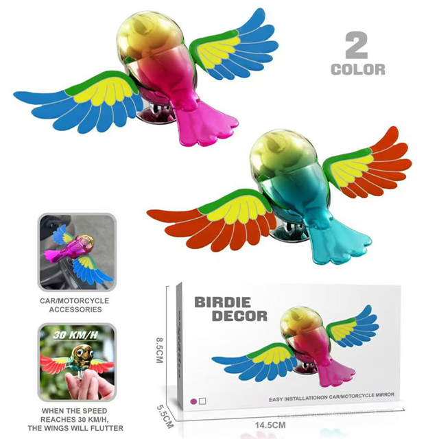 1Pc Fluttering Birdie Decor – Aerodynamand Motorcycle Mirrors ( random colouric Motion Accessory for Car )
