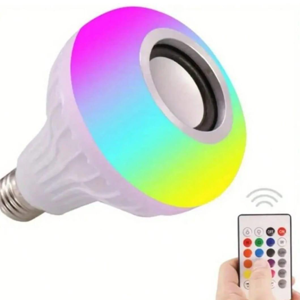 Transform Your Room: 12W Smart E27 LED Bulb with Built-In Wireless Speaker – App Control & Multi-Color RGB Lighting