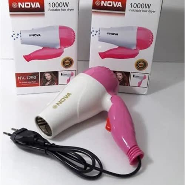 Nova Hair Dryer NV 1290 | Quick Dry Foldable Hair Dryer | Fast Heat Compact Travel Dryer