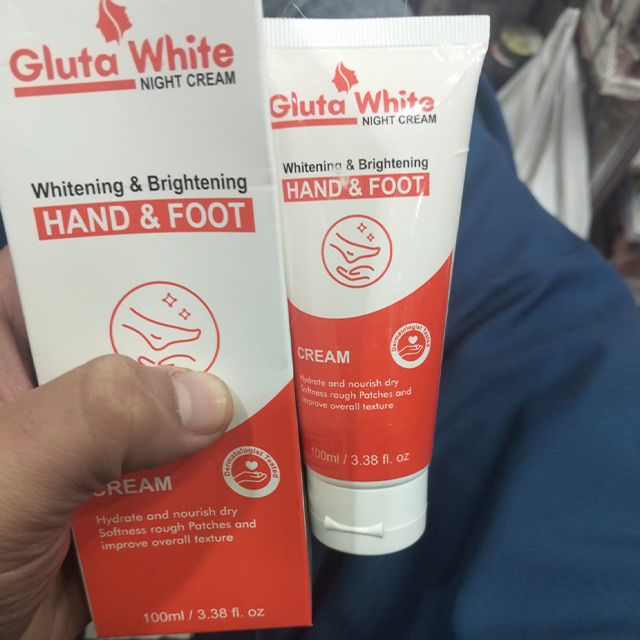 Gluta White Hand & Foot Whitening & Brightening Cream | 100ml Professional Formula for Radiant, Even-Toned Skin | Targets Dark Elbows & Knees