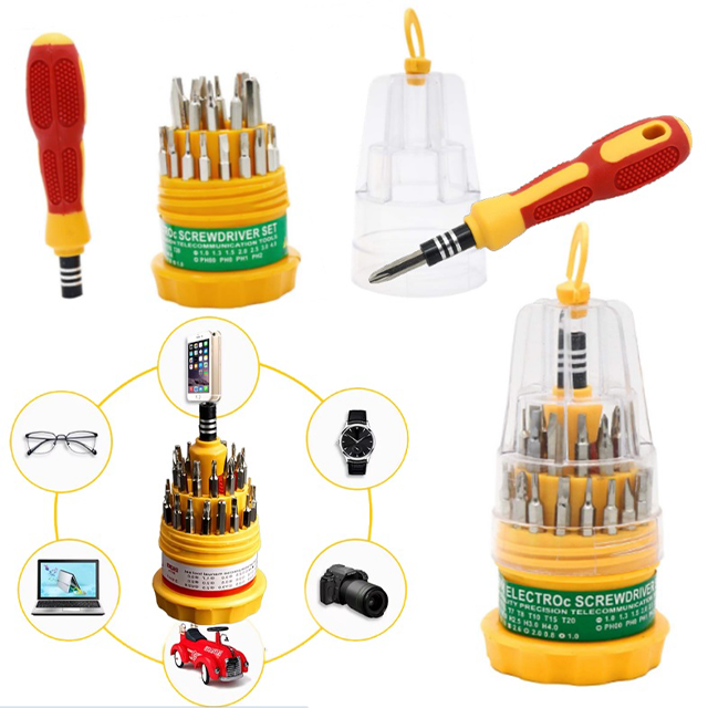 31-Piece Stainless Steel Screwdriver Set – Durable Silver Tool Kit (Made in China)