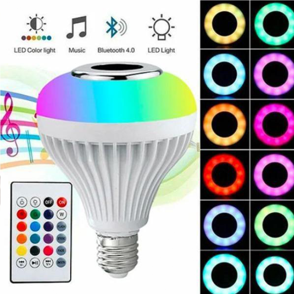 Transform Your Room: 12W Smart E27 LED Bulb with Built-In Wireless Speaker – App Control & Multi-Color RGB Lighting
