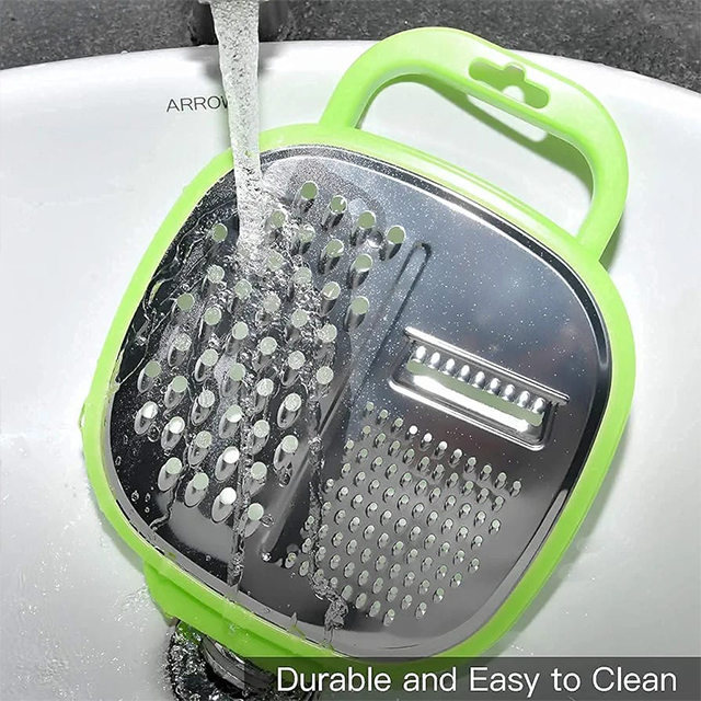 3-in-1 Cheese Grater with Storage Container, 3 Blades, Non-Stick Coating, Fruit & Vegetable Slicer Peeler-1Pc