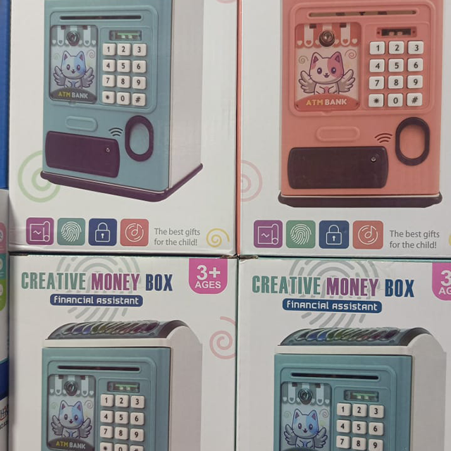Creative Money Box ATM Machine | Password & Fingerprint Protection | Kids Savings Bank | Music & Auto Roll ( Random Colour And Design)