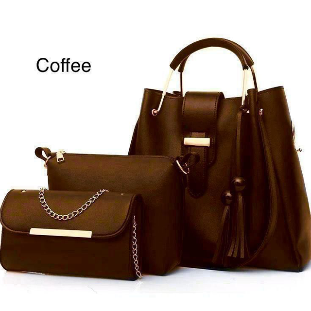 Elegant 3-Piece Women’s Handbag Set – Black Shoulder Bag, Crossbody & Clutch Purse